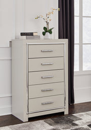 Sam's Furniture - Ashley Furniture - Zyniden Bedroom - Five Drawer Chest / Silver - B2114-46
