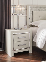 Sam's Furniture - Ashley Furniture - Zyniden Bedroom - Two Drawer Night Stand / Silver - B2114-92