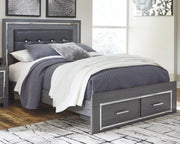 Sam's Furniture - Ashley Furniture - Lodanna Bedroom - Queen Panel Bed with 2 Storage Drawers / Gray - B214B3