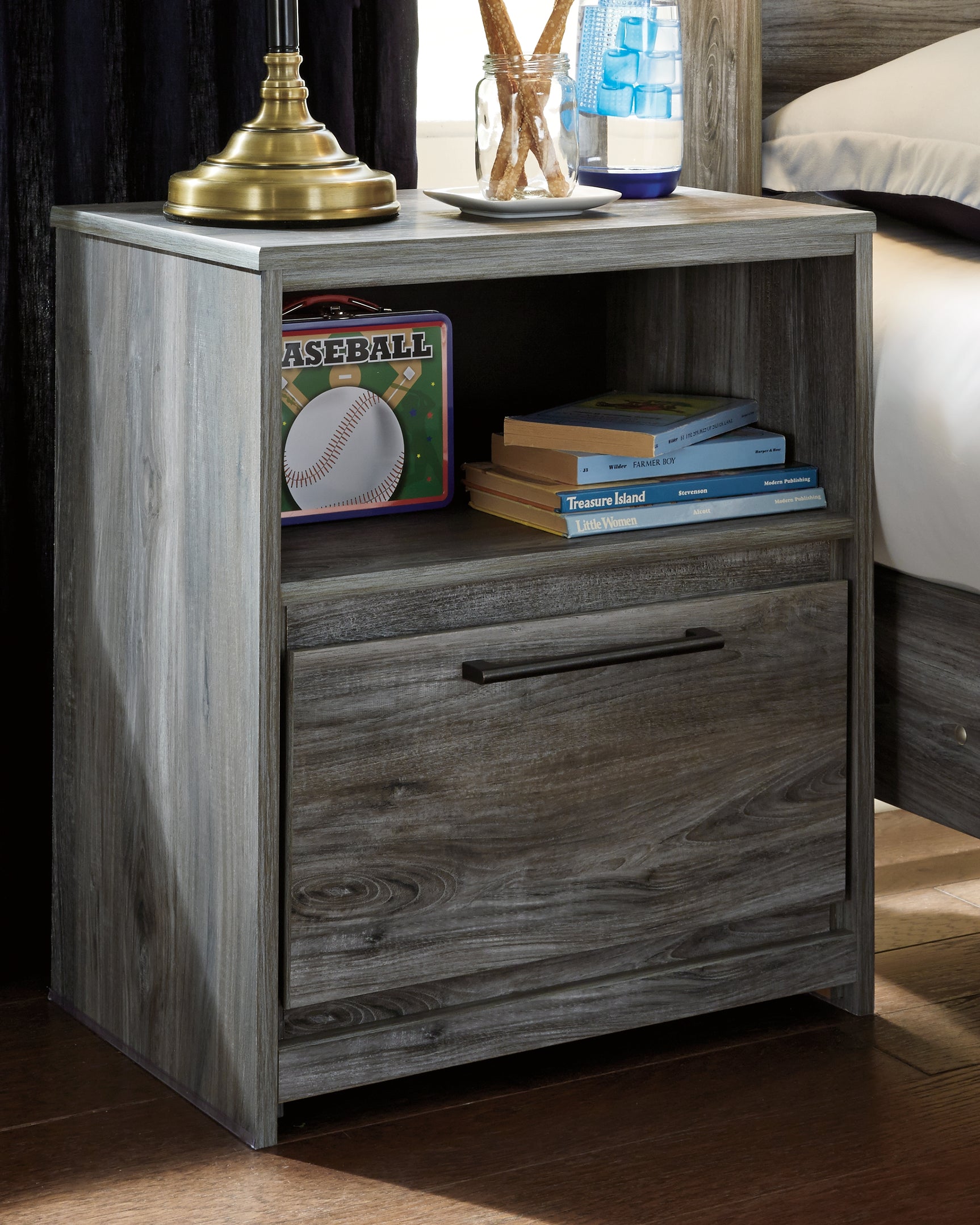 Sam's Furniture - Ashley Furniture - Baystorm Bedroom - One Drawer Night Stand / Gray - B221-91