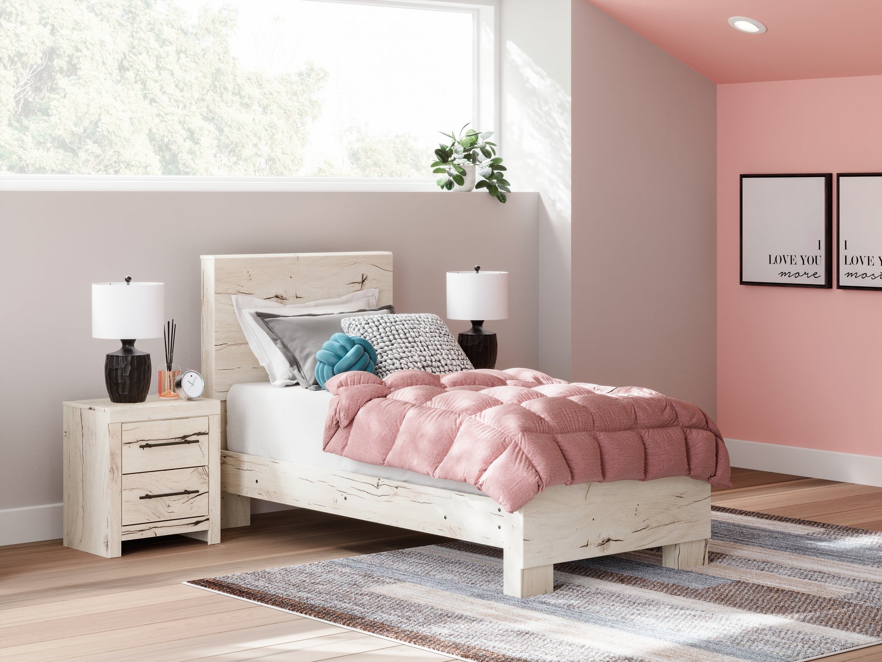 Sam's Furniture - Ashley Furniture - Lawroy Bedroom - Twin Panel Bed / Light Natural - B2310B15