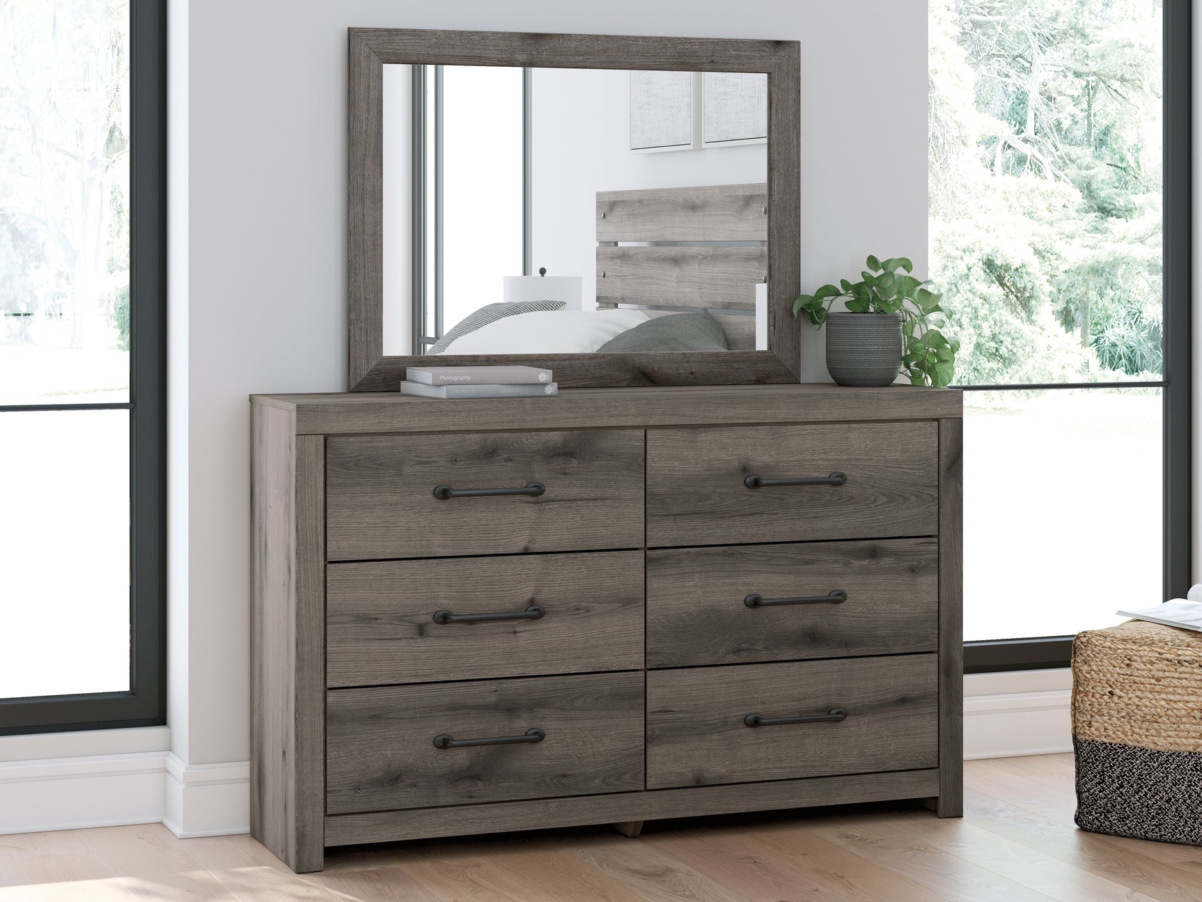 Sam's Furniture - Ashley Furniture - Graystorm Bedroom - Dresser and Mirror / Brown Gray - PCB2405B1