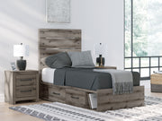 Sam's Furniture - Ashley Furniture - Graystorm Bedroom - Twin Panel Bed with Storage / Brown Gray - PCB2405B19