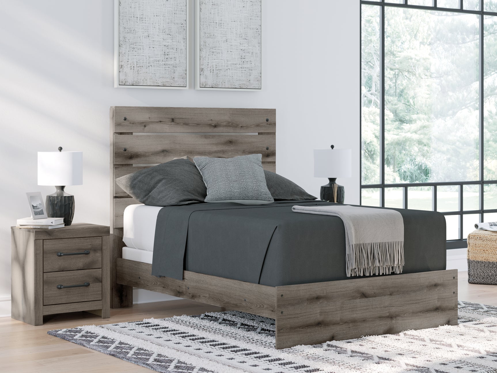Sam's Furniture - Ashley Furniture - Graystorm Bedroom - Full Panel Bed / Brown Gray - PCB2405B13