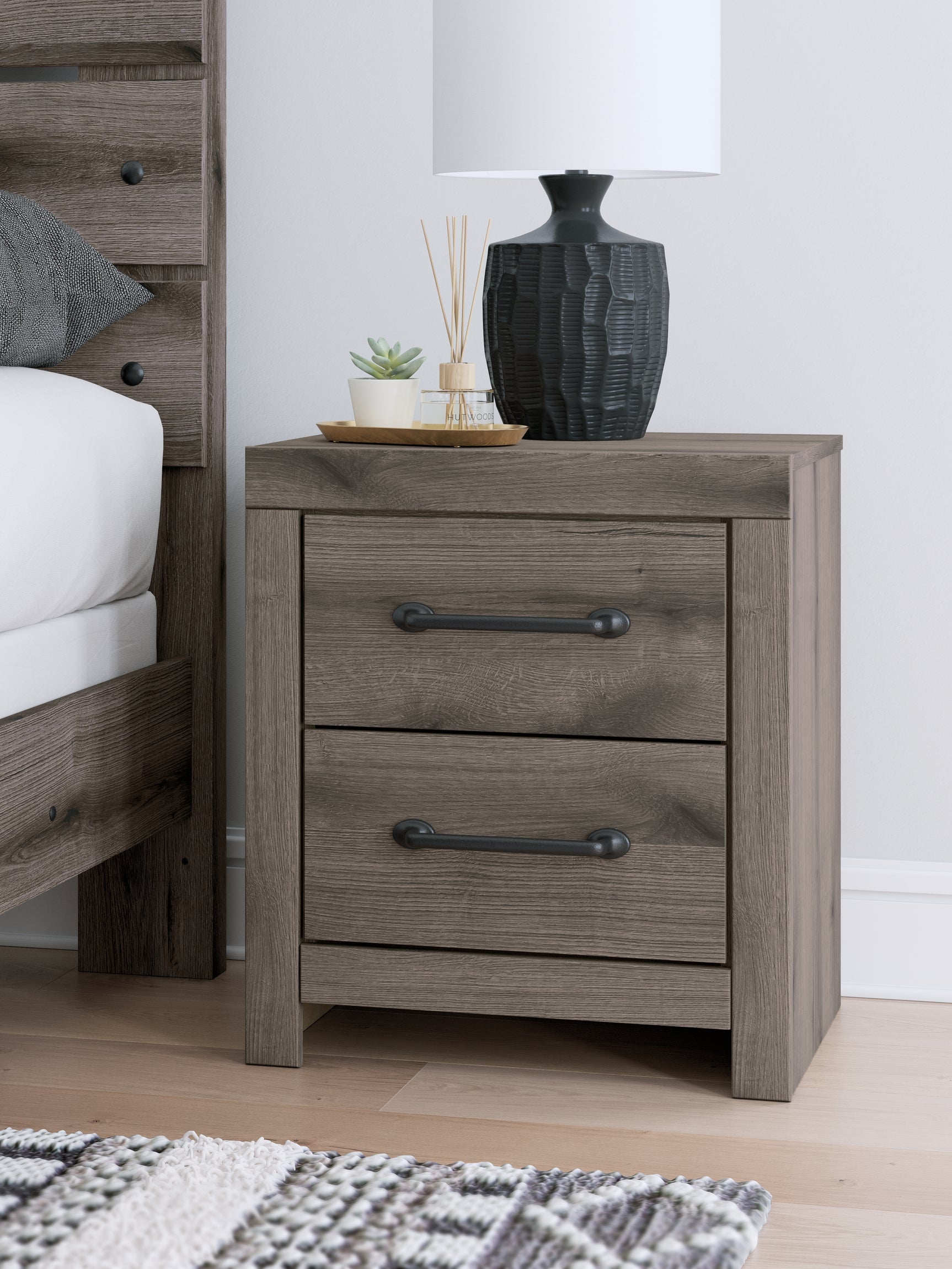 Sam's Furniture - Ashley Furniture - Graystorm Bedroom - Two Drawer Night Stand / Brown Gray - PCB2405-92