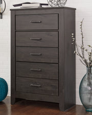 Sam's Furniture - Ashley Furniture - Brinxton Bedroom - Five Drawer Chest / Charcoal - B249-46
