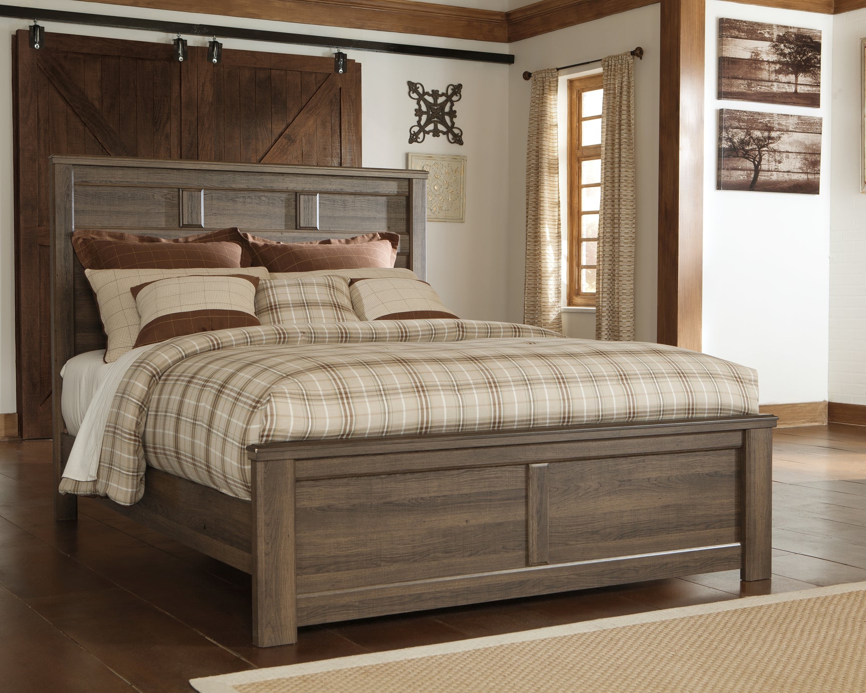 Sam's Furniture - Ashley Furniture - Juararo Bedroom - Queen Panel Bed / Dark Brown - B251B6