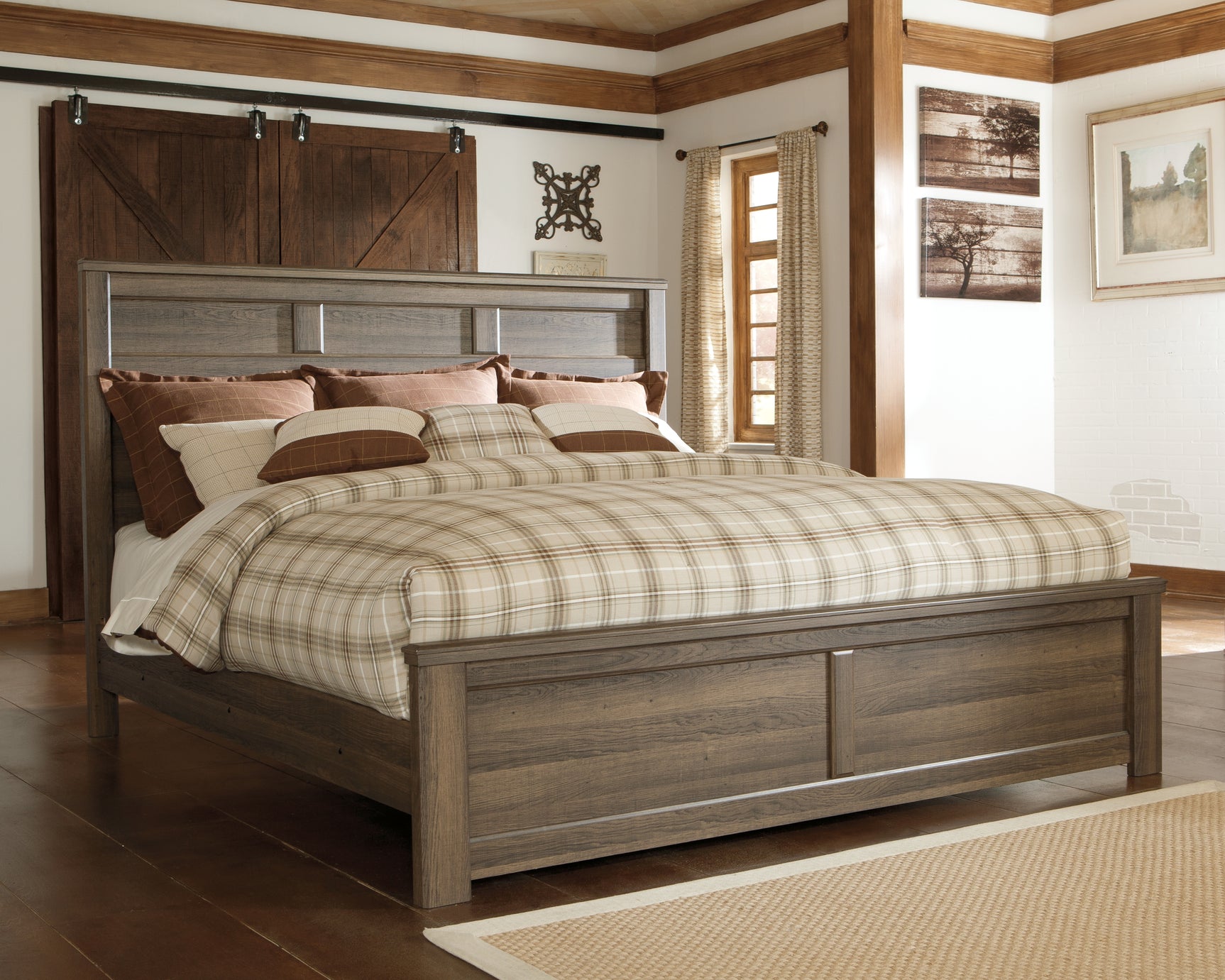Sam's Furniture - Ashley Furniture - Juararo Bedroom - King Panel Bed / Dark Brown - B251B9