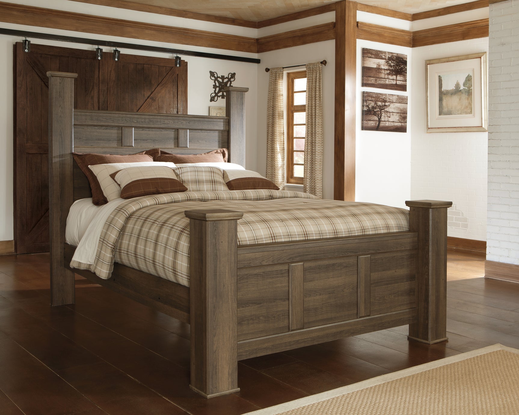 Sam's Furniture - Ashley Furniture - Juararo Bedroom - Queen Poster Bed / Dark Brown - B251B3