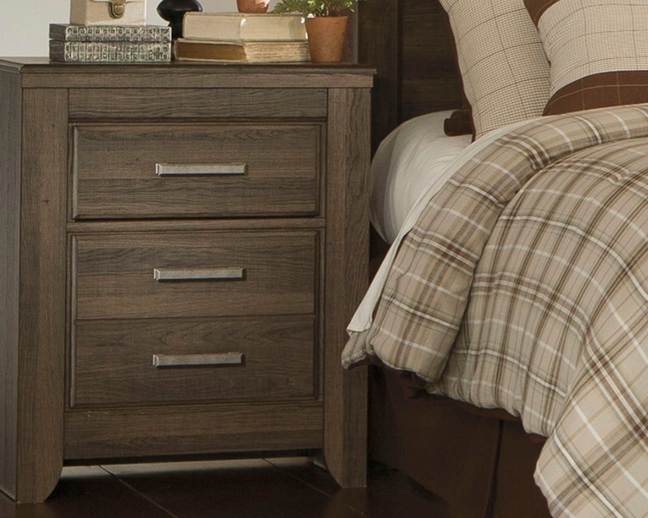 Sam's Furniture - Ashley Furniture - Juararo Bedroom - Two Drawer Night Stand / Dark Brown - B251-92