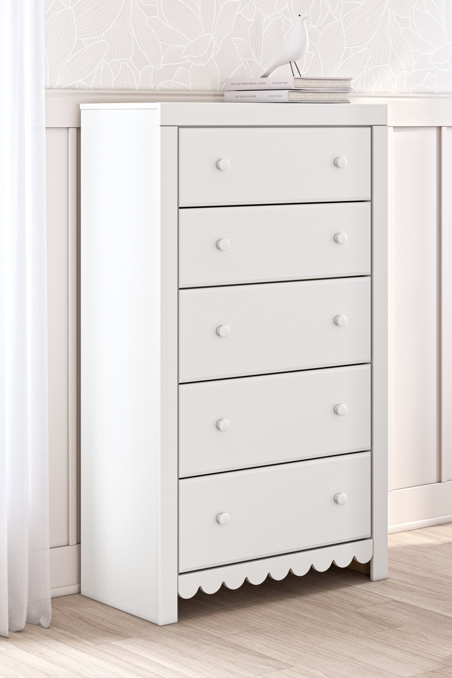 Sam's Furniture - Ashley Furniture - Mollviney Bedroom - Five Drawer Chest / White - B2540-46