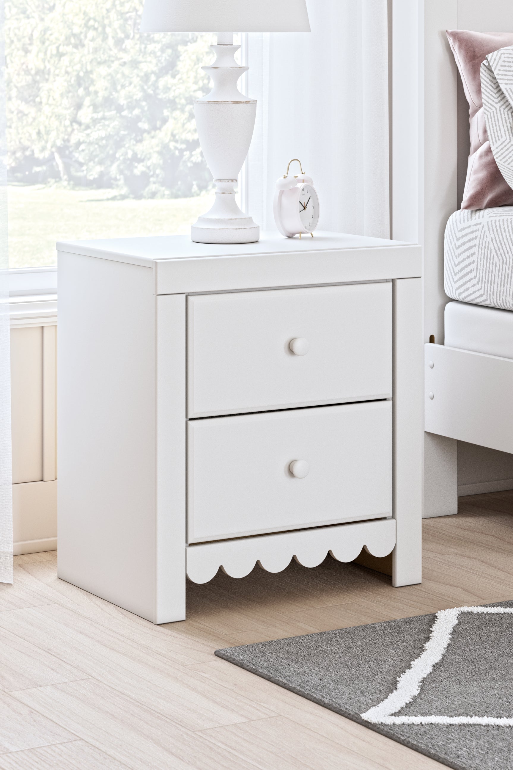 Sam's Furniture - Ashley Furniture - Mollviney Bedroom - Two Drawer Night Stand / White - B2540-92