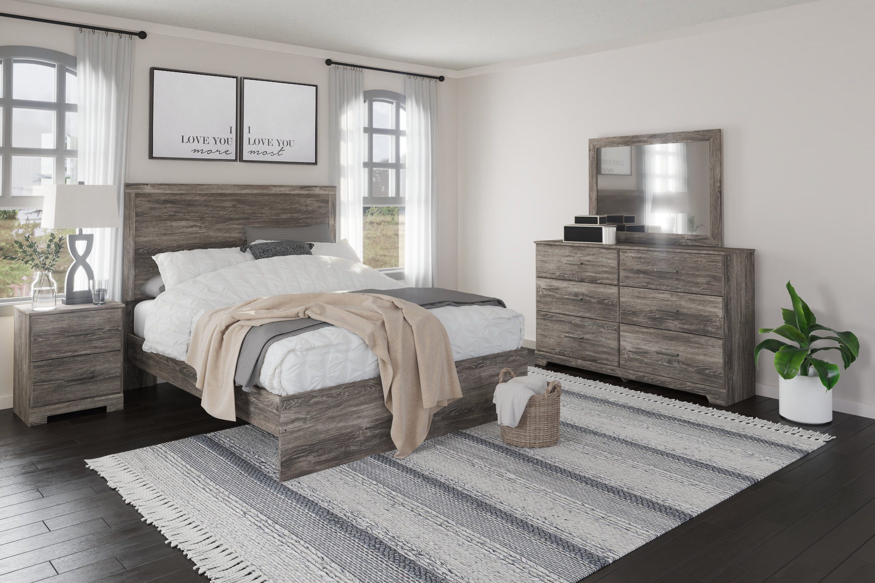 Sam's Furniture - Ashley Furniture - Ralinksi Bedroom - Two Drawer Night Stand / Gray - B2587-92