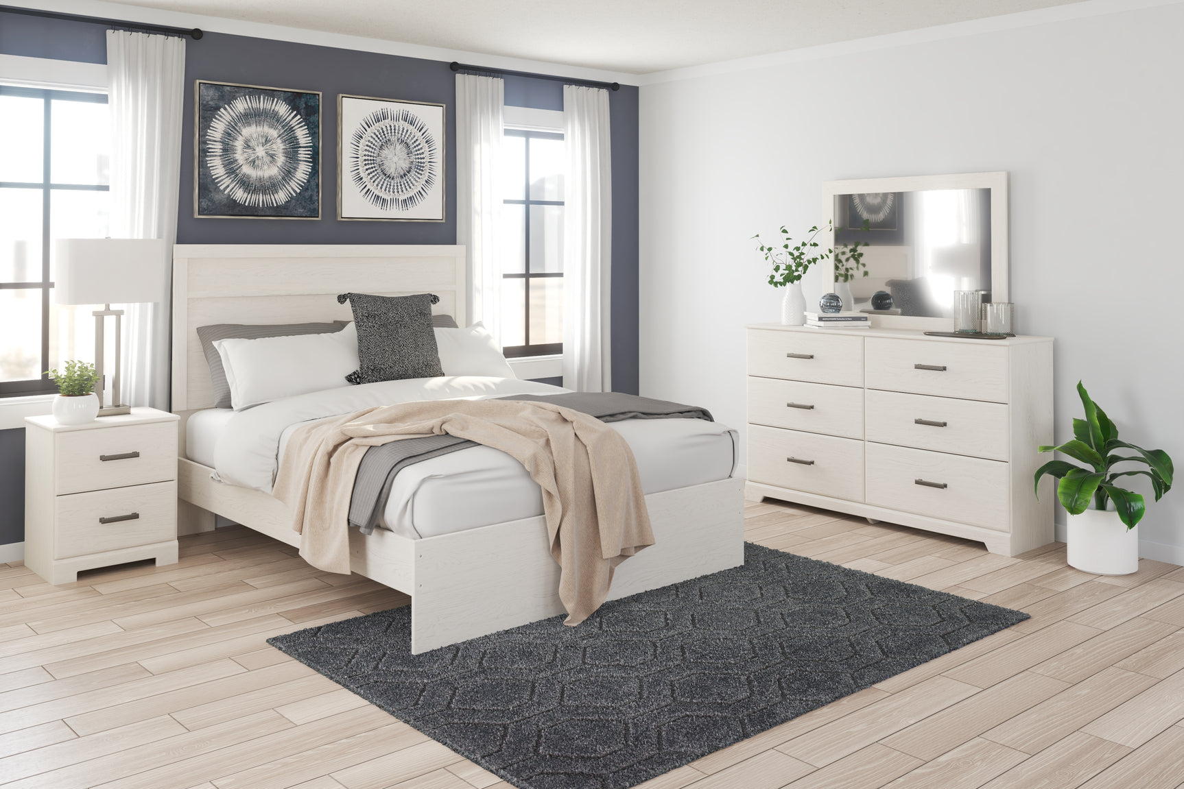 Sam's Furniture - Ashley Furniture - Stelsie Bedroom - Queen Panel Bed / White - B2588B2