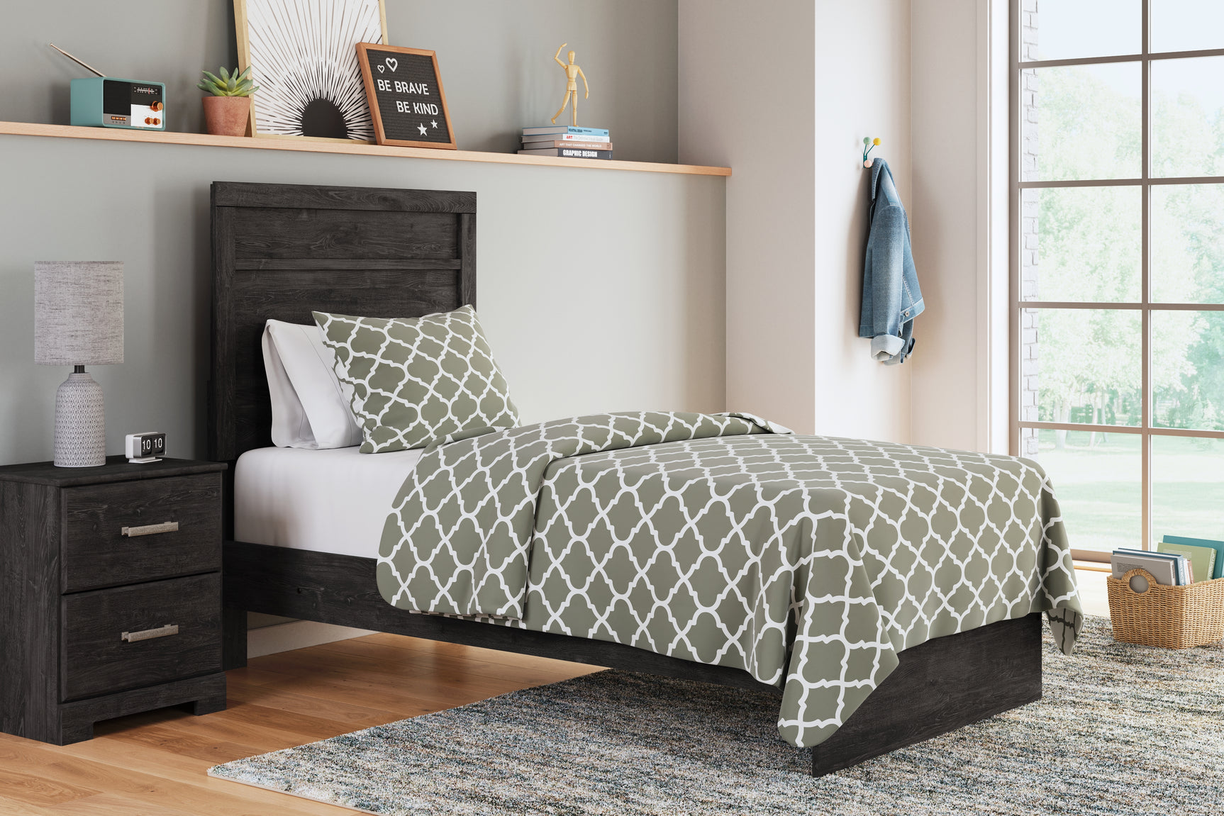 Sam's Furniture - Ashley Furniture - Belachime Bedroom - Twin Panel Bed / Charcoal - B2589B11