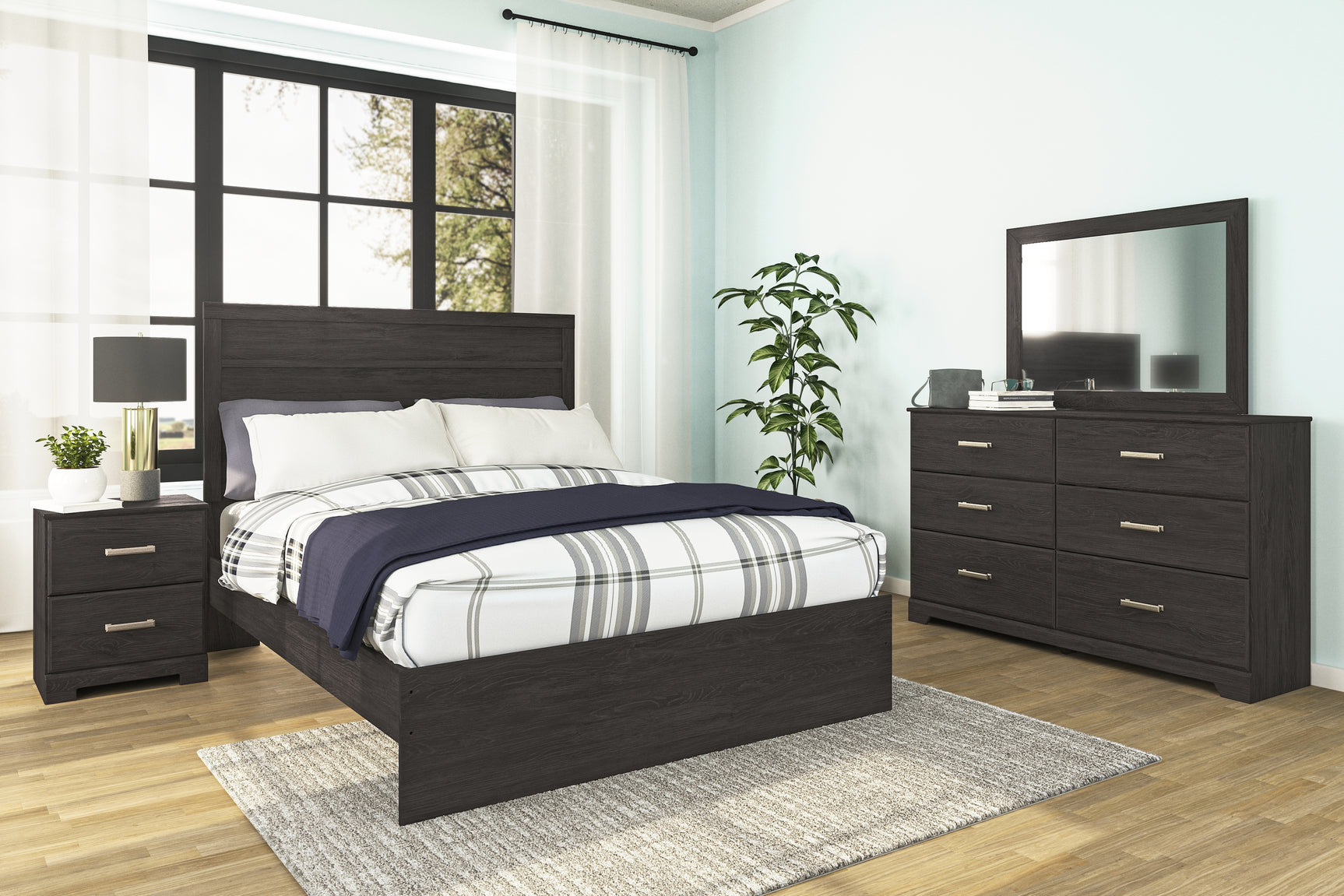 Sam's Furniture - Ashley Furniture - Belachime Bedroom - Queen Panel Bed / Charcoal - B2589B2