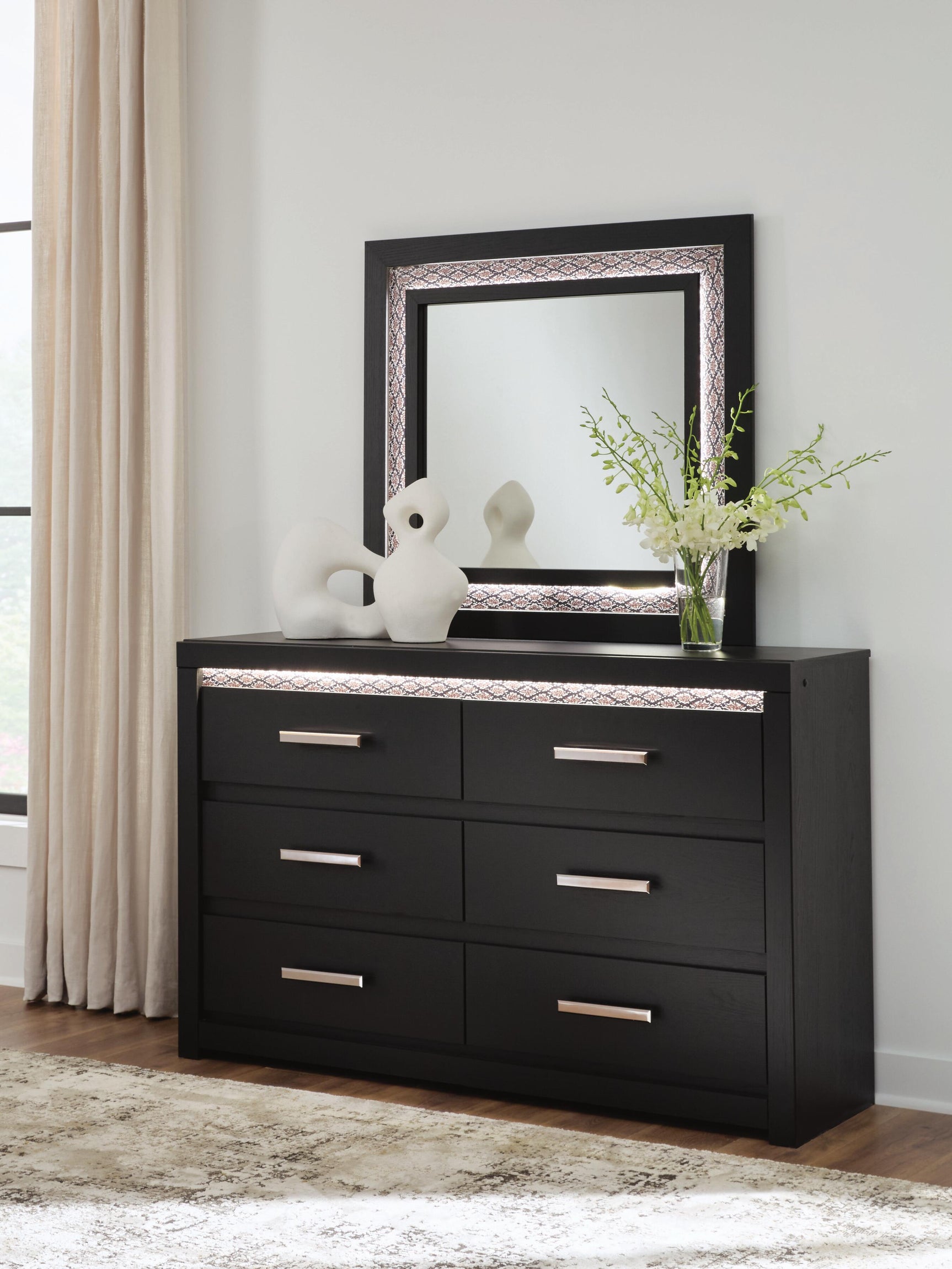 Sam's Furniture - Ashley Furniture - Shoralli Bedroom - Dresser and Mirror / Black - B2611B1