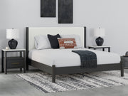 Sam's Furniture - Ashley Furniture - Cadmori Bedroom - King Upholstered Panel Bed / Black/White - B2616B8