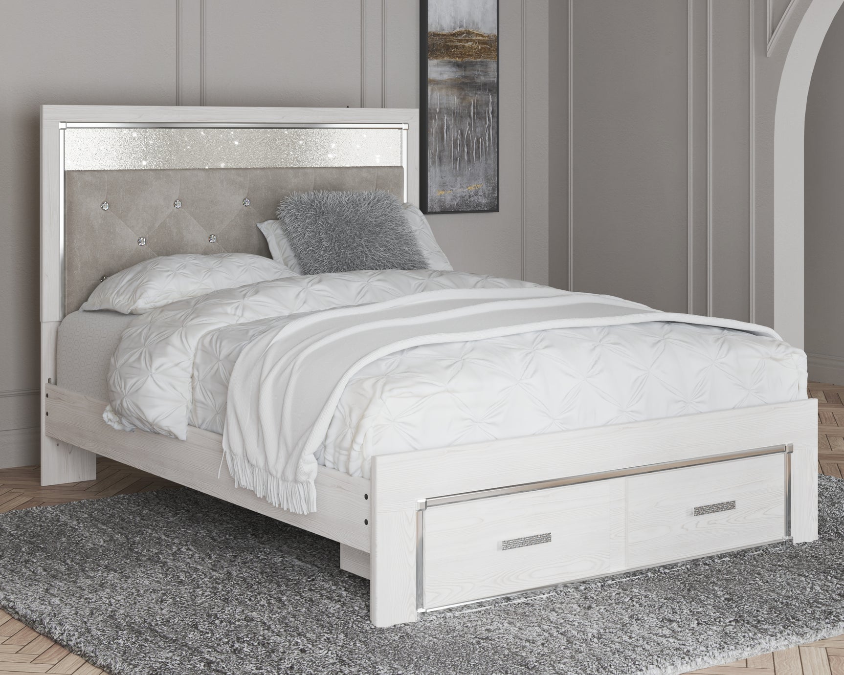 Sam's Furniture - Ashley Furniture - Altyra Bedroom - Queen Upholstered Storage Bed / White - B2640B17