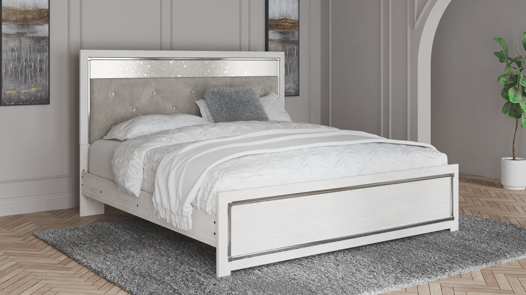 Sam's Furniture - Ashley Furniture - Altyra Bedroom - King Panel Bed / White - B2640B3