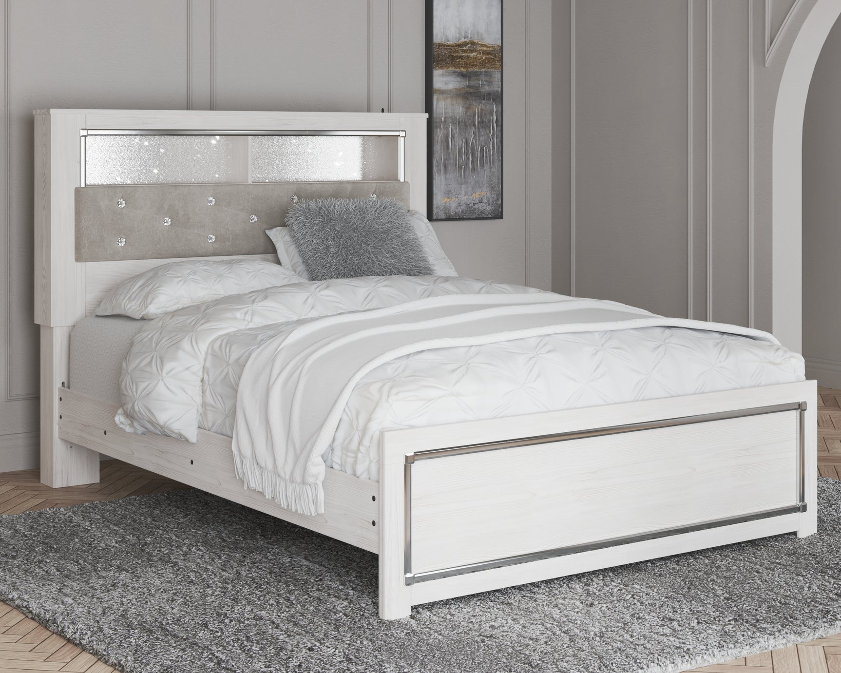 Sam's Furniture - Ashley Furniture - Altyra Bedroom - Queen Panel Bookcase Bed / White - B2640B4