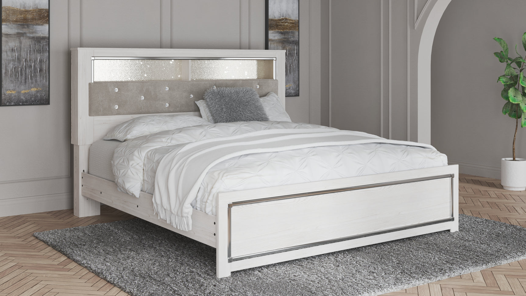 Sam's Furniture - Ashley Furniture - Altyra Bedroom - King Panel Bookcase Bed / White - B2640B5