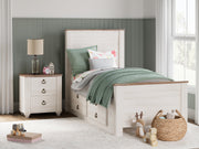 Sam's Furniture - Ashley Furniture - Willowton Bedroom - Twin Panel Bed with 2 Storage Drawers / Whitewash - B267B21