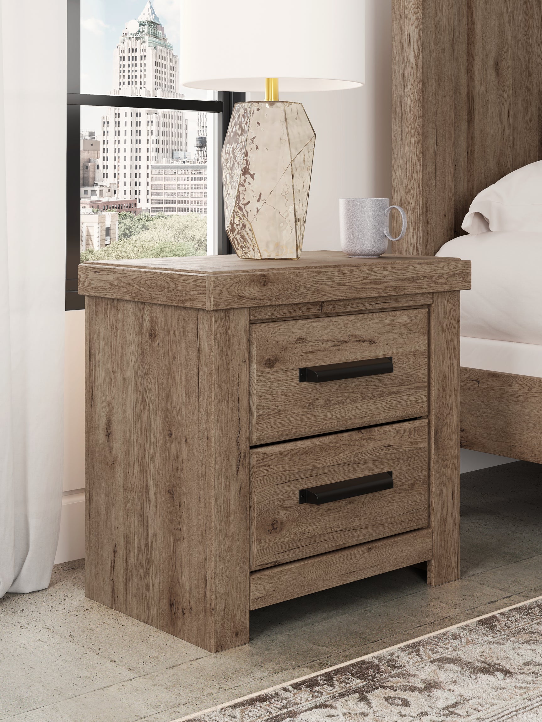 Sam's Furniture - Ashley Furniture - Oliandon Bedroom - Two Drawer Night Stand / Light Brown - PCB2844-92