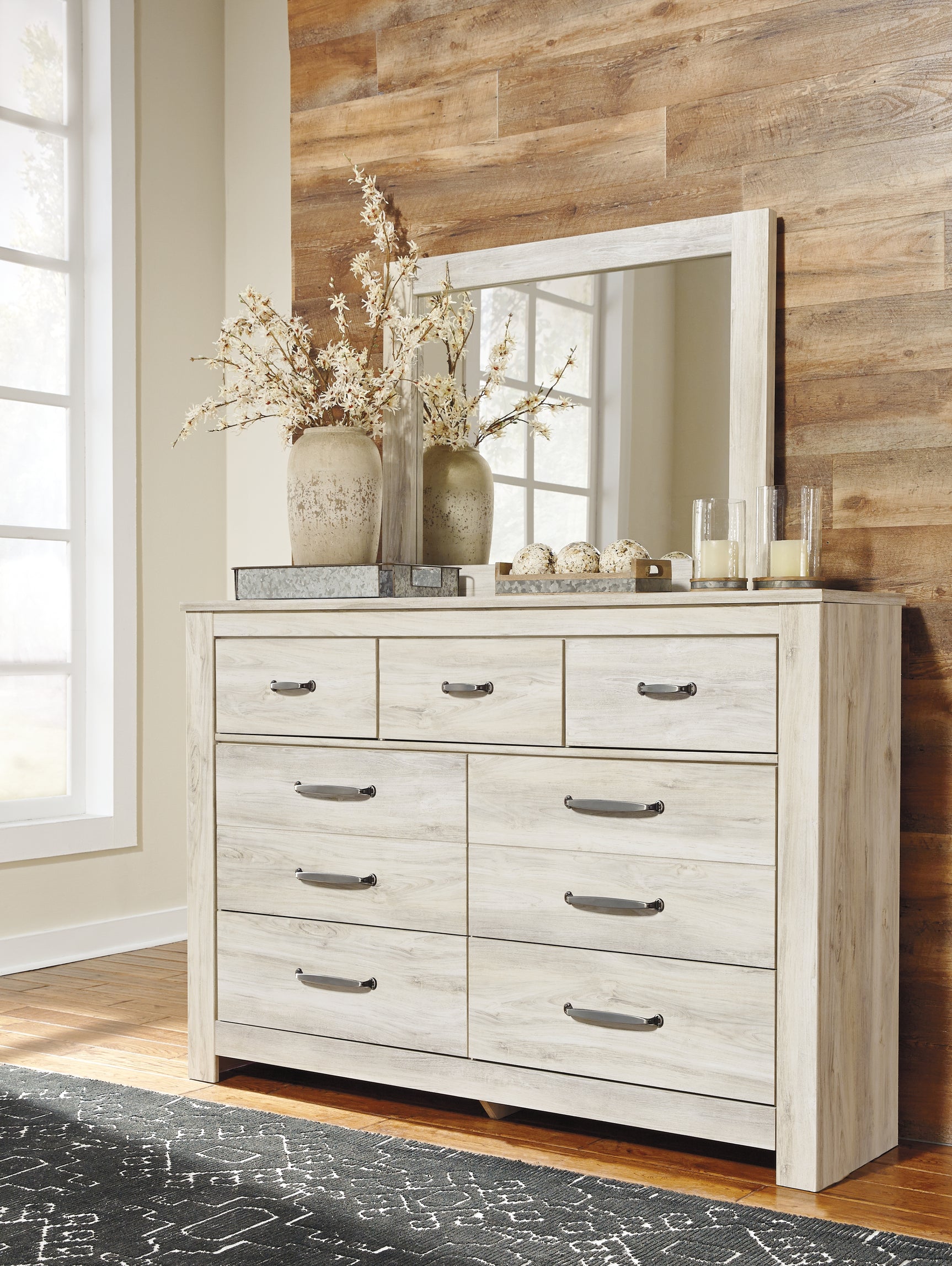 Sam's Furniture - Ashley Furniture - Bellaby Bedroom - Dresser and Mirror / Whitewash - B331B1