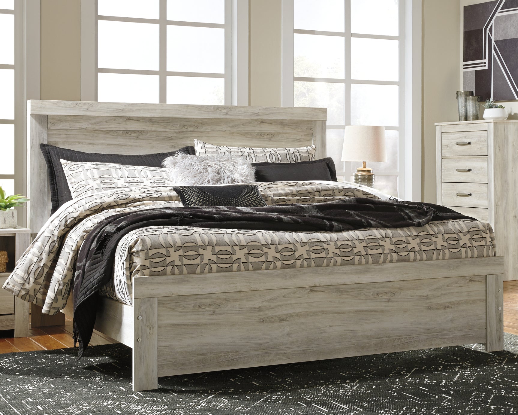 Sam's Furniture - Ashley Furniture - Bellaby Bedroom - King Panel Bed / Whitewash - B331B8