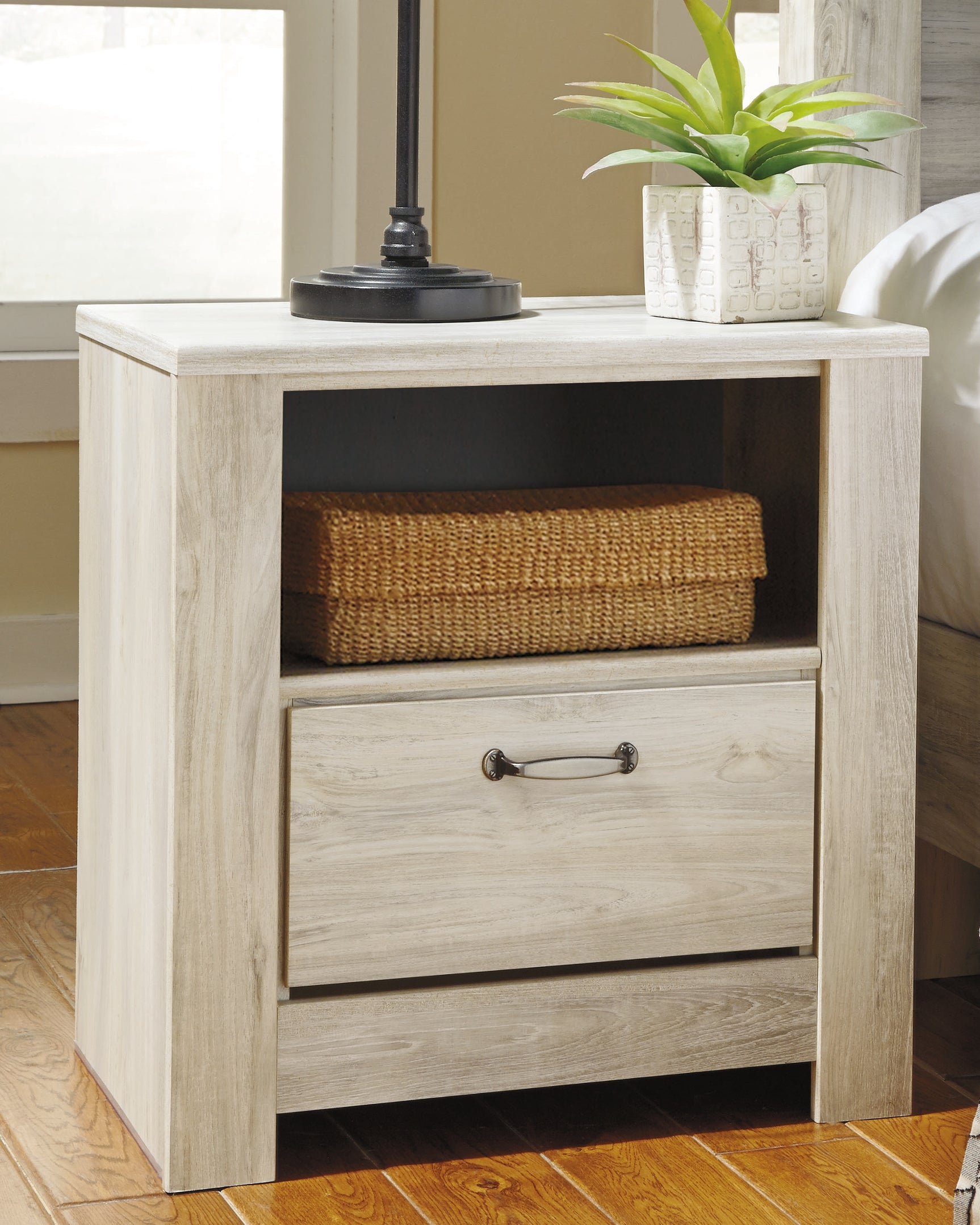 Sam's Furniture - Ashley Furniture - Bellaby Bedroom - One Drawer Night Stand / Whitewash - B331-91
