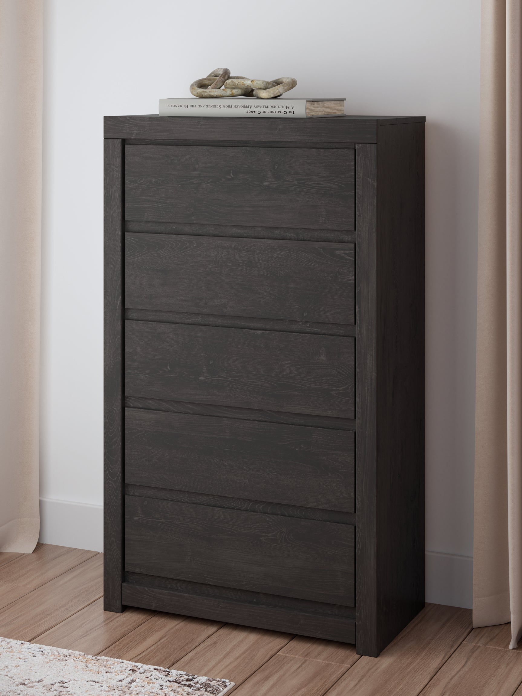 Sam's Furniture - Ashley Furniture - Fraluna Bedroom - Five Drawer Chest / Charcoal - PCB3370-46