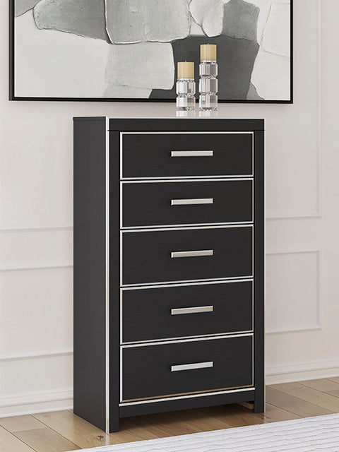 Sam's Furniture - Ashley Furniture - Zuraleus Bedroom - Five Drawer Chest / Black - PCB3380-46
