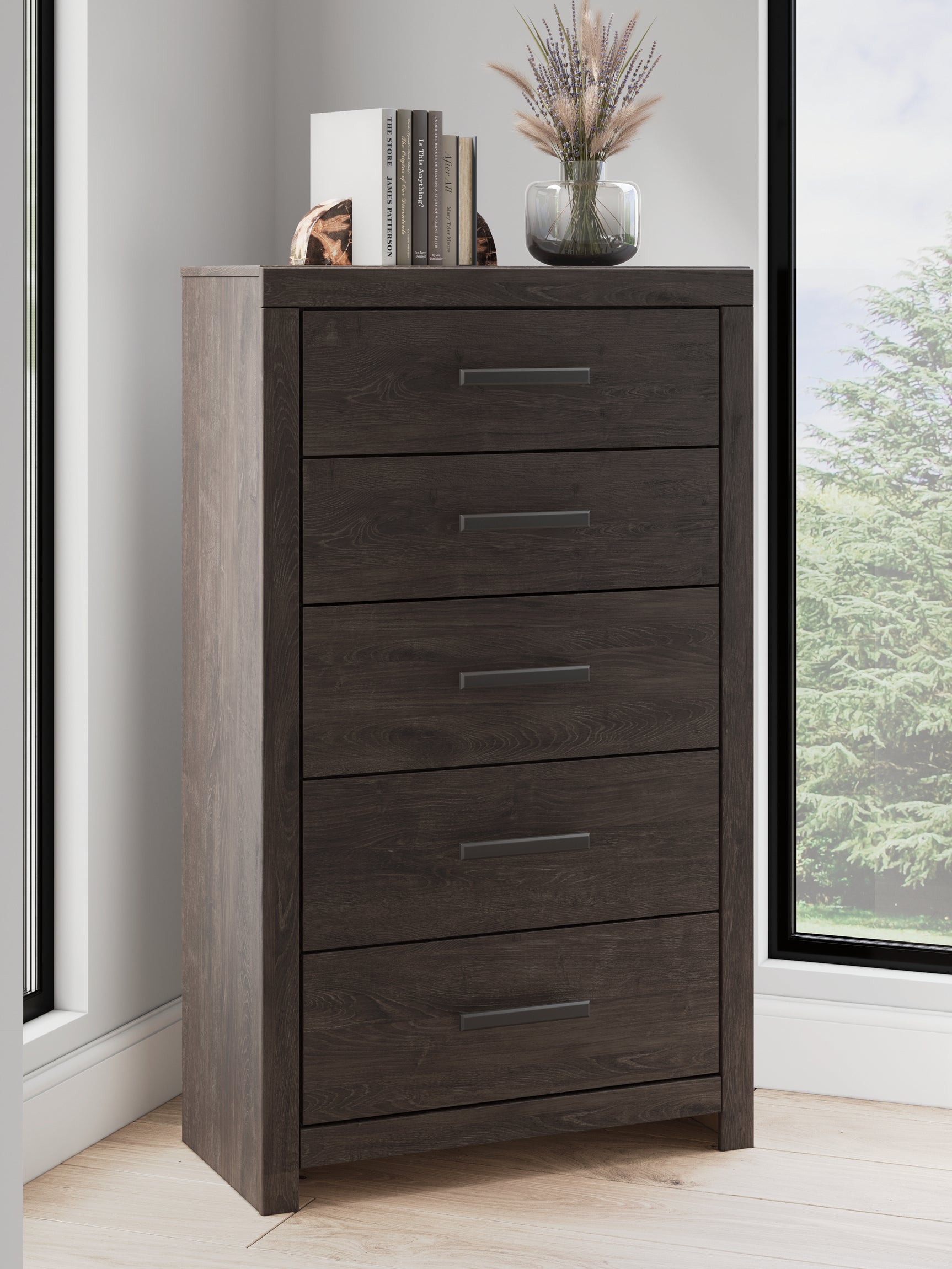 Sam's Furniture - Ashley Furniture - Prendonea Bedroom - Five Drawer Chest / Charcoal - B3789-46
