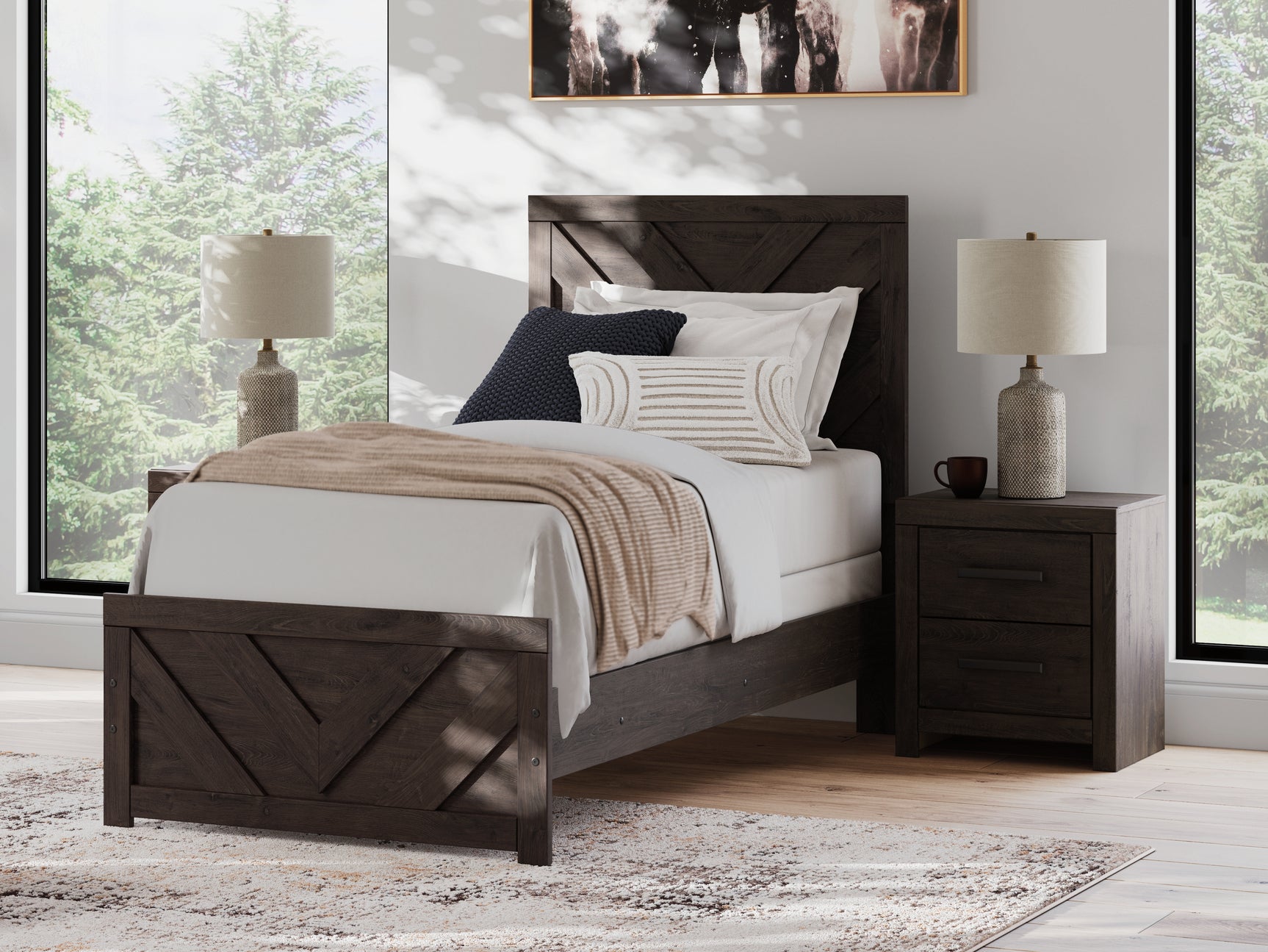 Sam's Furniture - Ashley Furniture - Prendonea Bedroom - Twin Panel Bed / Charcoal - B3789B2