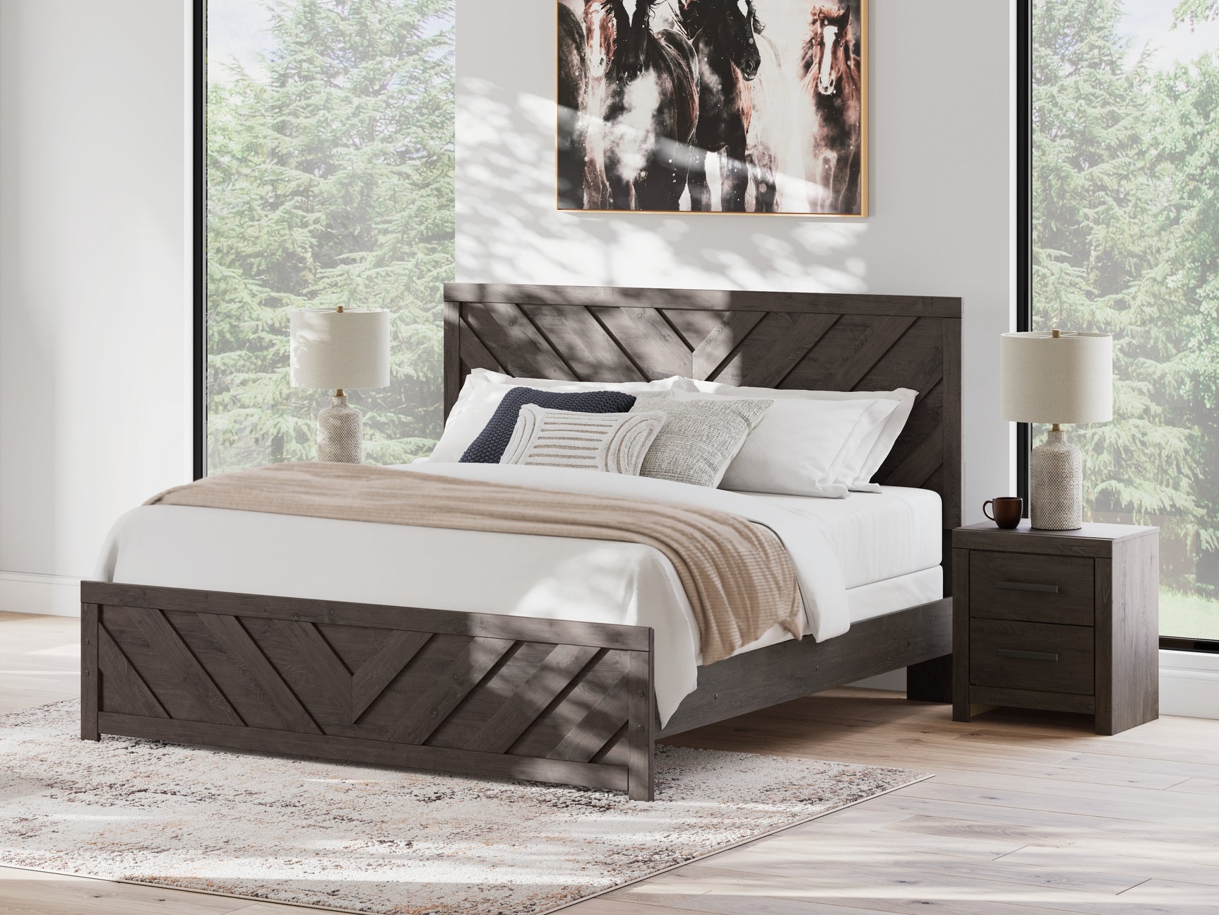Sam's Furniture - Ashley Furniture - Prendonea Bedroom - King Panel Bed / Charcoal - B3789B8