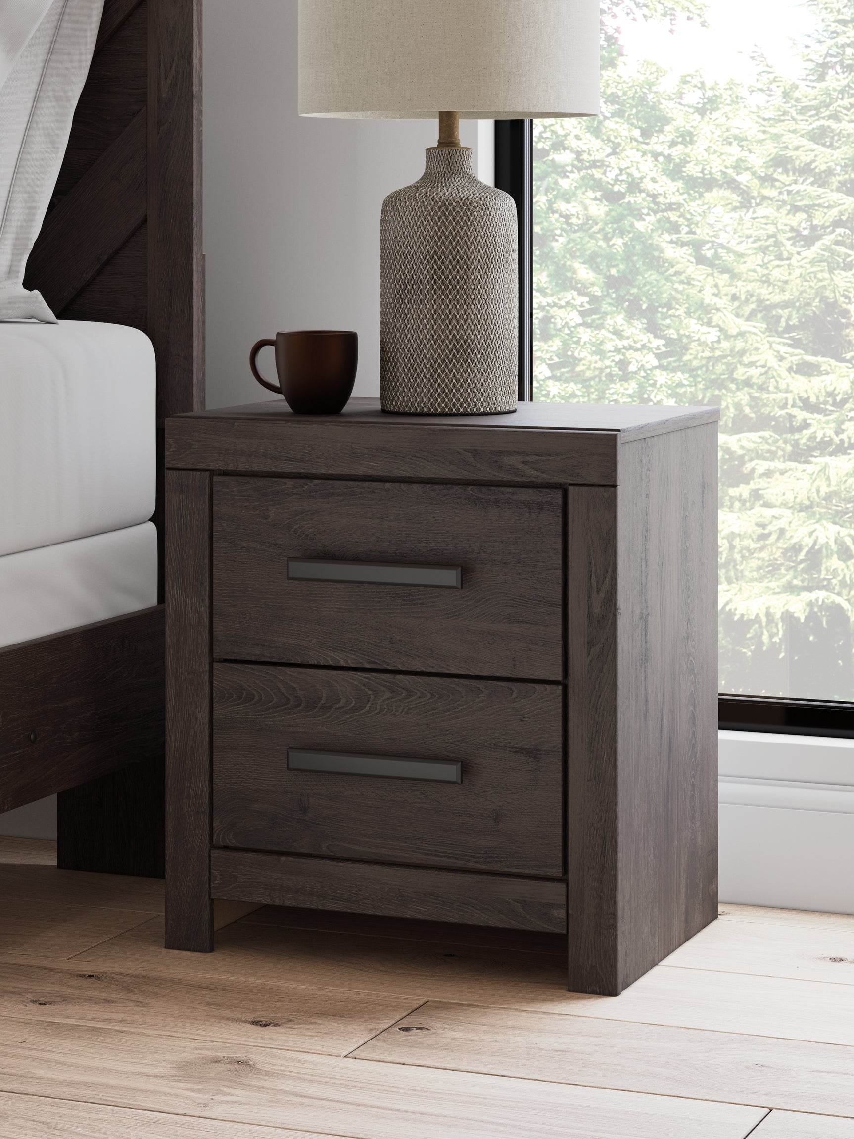 Sam's Furniture - Ashley Furniture - Prendonea Bedroom - Two Drawer Night Stand / Charcoal - B3789-92
