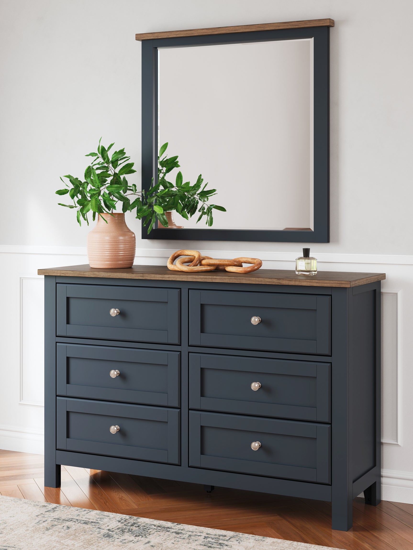 Sam's Furniture - Ashley Furniture - Landocken Bedroom - Dresser and Mirror / Brown/Blue - B414B1