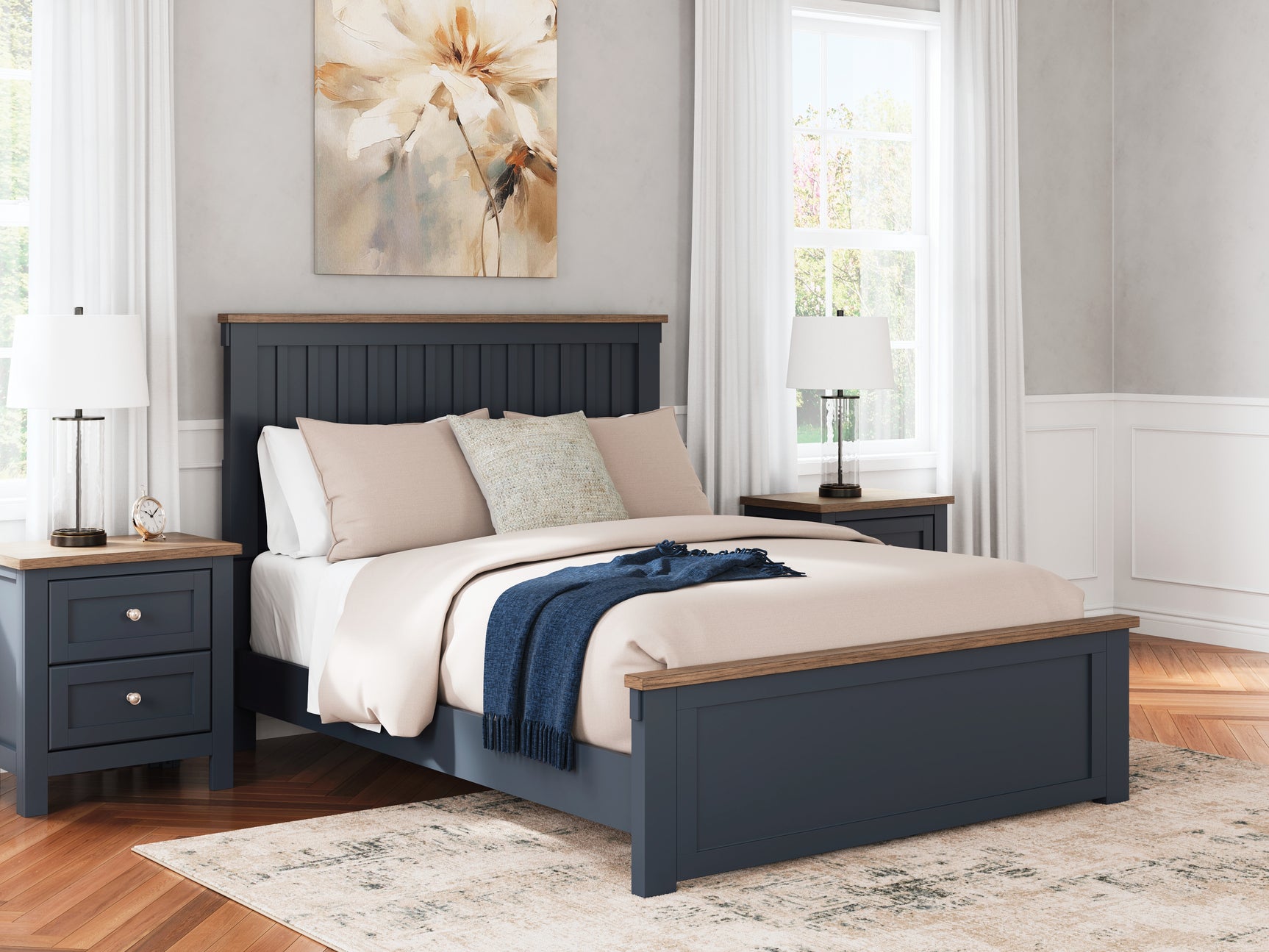Sam's Furniture - Ashley Furniture - Landocken Bedroom - Queen Panel Bed / Brown/Blue - B414B10