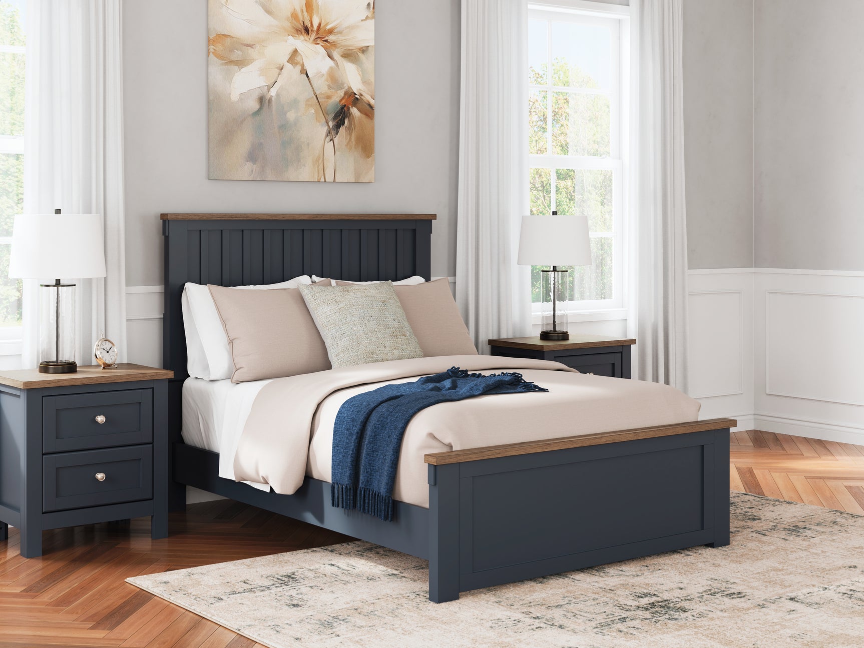 Sam's Furniture - Ashley Furniture - Landocken Bedroom - Full Panel Bed / Brown/Blue - B414B3