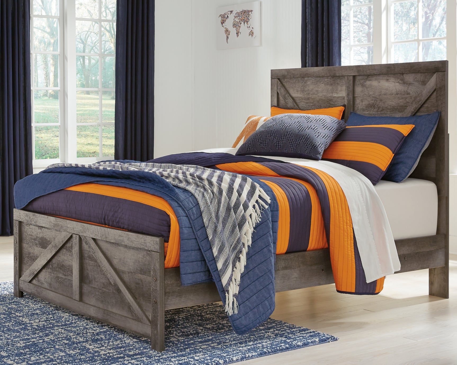 Sam's Furniture - Ashley Furniture - Wynnlow Bedroom - Full Crossbuck Panel Bed / Gray - B440B17