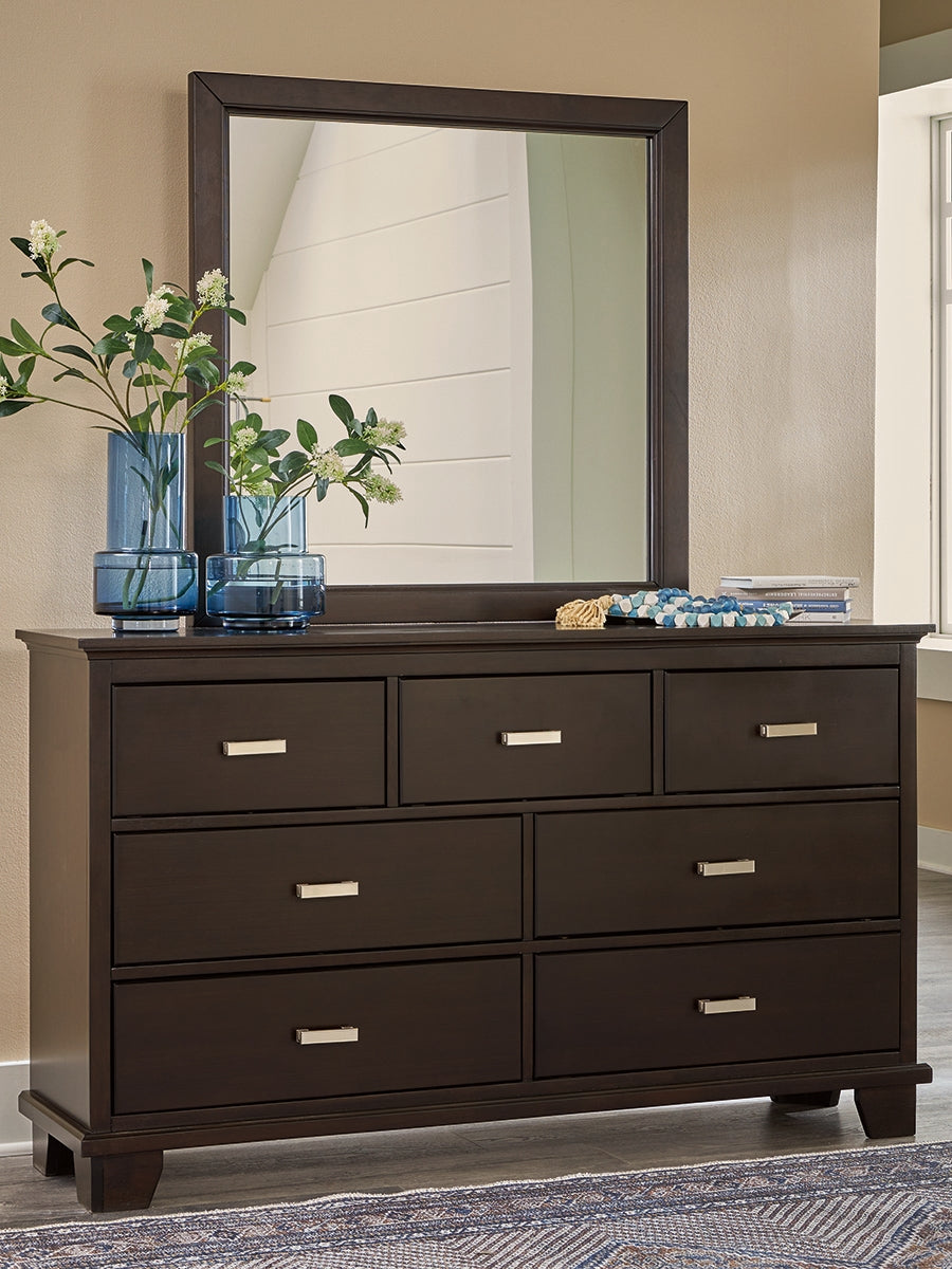 Sam's Furniture - Ashley Furniture - Covetown Bedroom - Dresser and Mirror / Dark Brown - B441B1