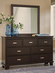 Sam's Furniture - Ashley Furniture - Covetown Bedroom - Dresser and Mirror / Dark Brown - B441B1
