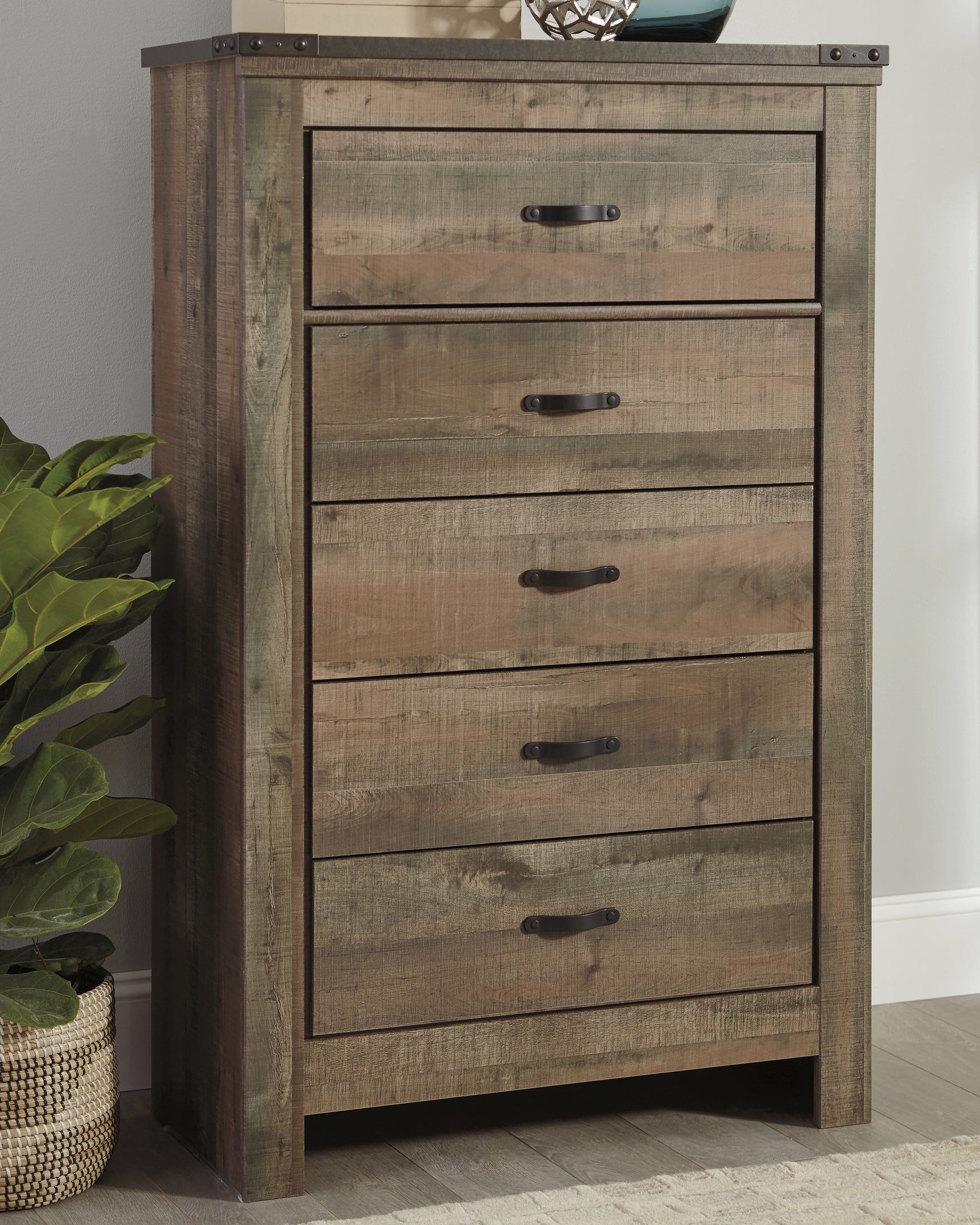 Sam's Furniture - Ashley Furniture - Trinell Bedroom - Five Drawer Chest / Brown - B446-46