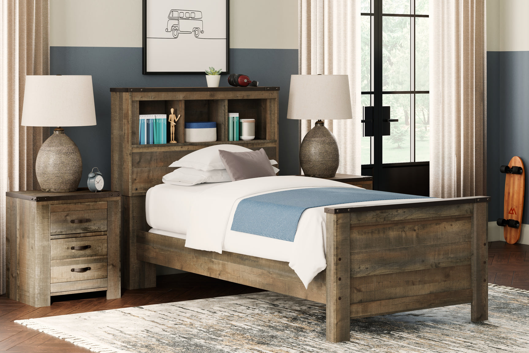 Sam's Furniture - Ashley Furniture - Trinell Bedroom - Twin Bookcase Bed / Brown - B446B21