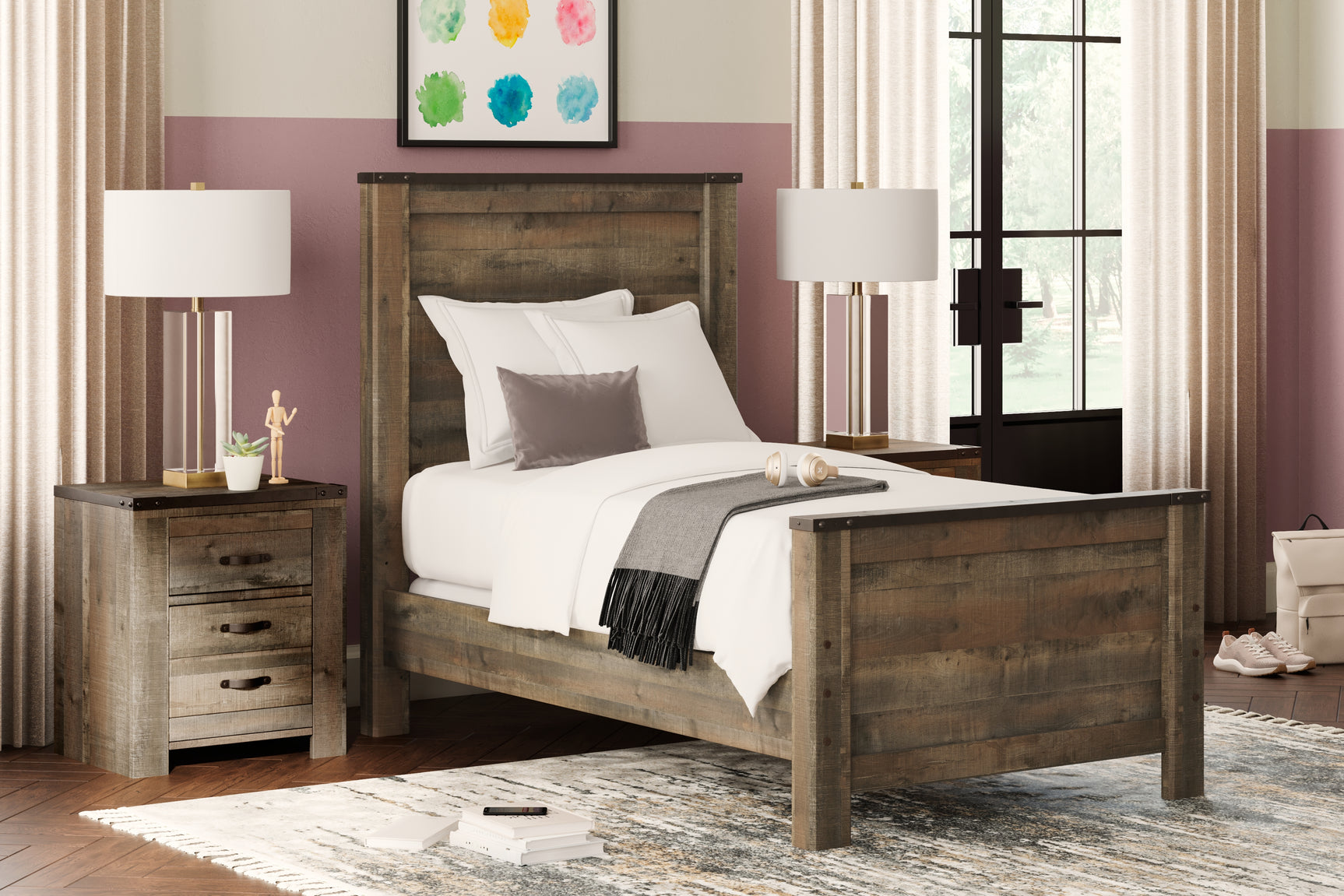Sam's Furniture - Ashley Furniture - Trinell Bedroom - Twin Panel Bed / Brown - B446B2