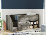Sam's Furniture - Ashley Furniture - Frandern Bedroom - Twin Loft  Bed with Bookcase and Drawer Storage / Gray - B4480B16