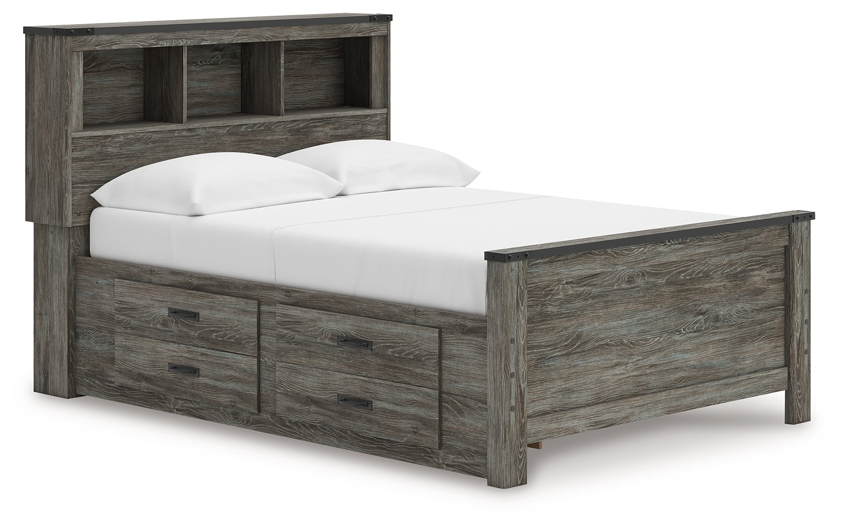 Sam's Furniture - Ashley Furniture - Frandern Bedroom - Full Bookcase Panel Bed with Storage / Gray - B4480B9