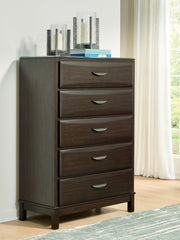 Sam's Furniture - Ashley Furniture - Vanmore Bedroom - Five Drawer Chest / Dark Brown - B479-46
