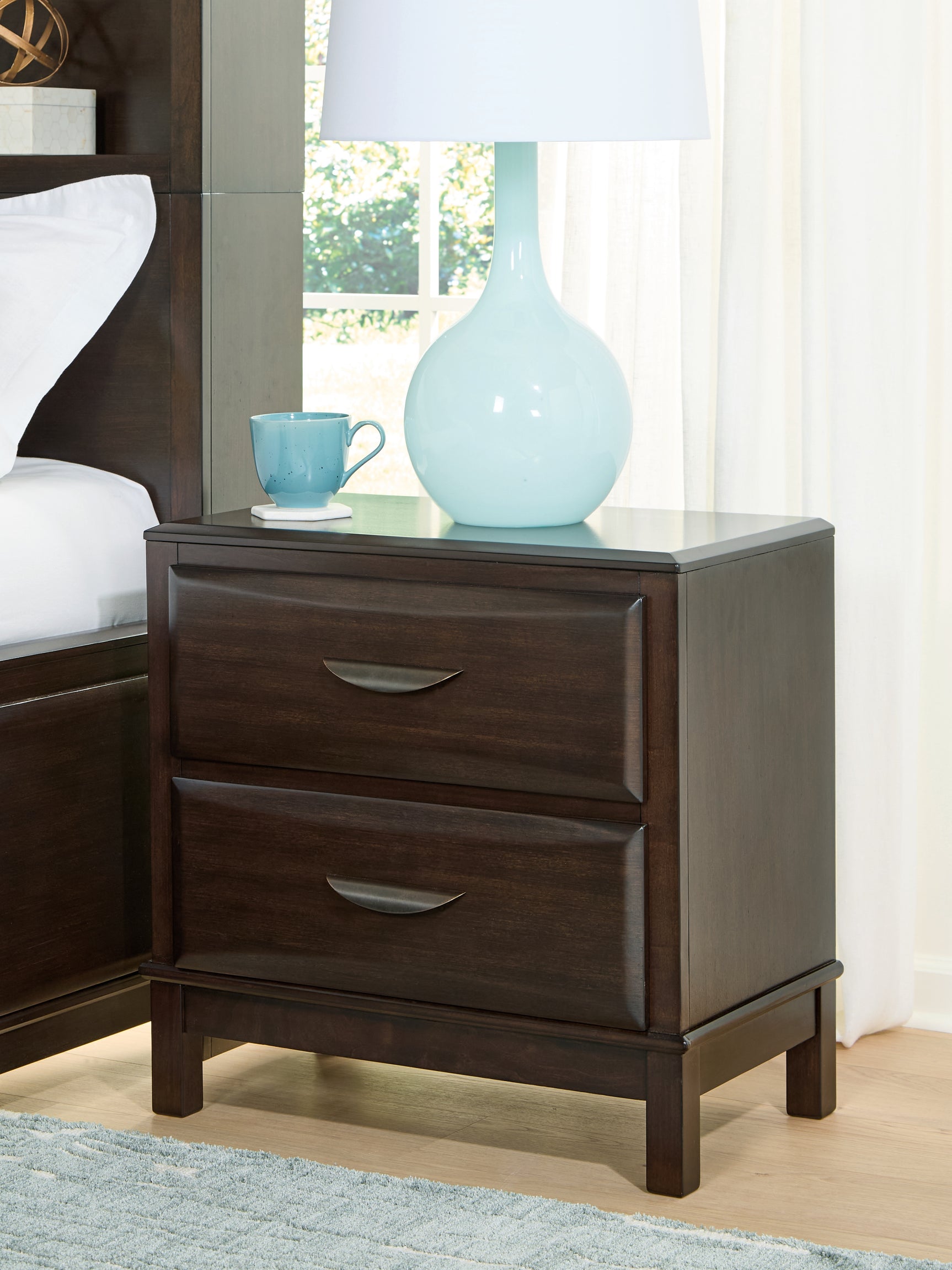 Sam's Furniture - Ashley Furniture - Vanmore Bedroom - Two Drawer Night Stand / Dark Brown - B479-92